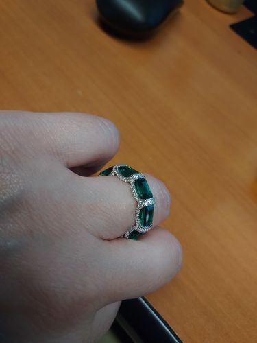 Customer photo review of Lab Created Emerald Eternity Sterling Silver Band Ring