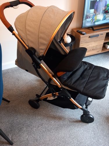 Customer photo review of Lejoux Baby Stroller. Foldable & Lightweight Pram - Grey