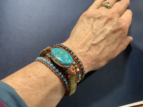 Customer photo review of Healing Natural Turquoise Wrap Bracelet