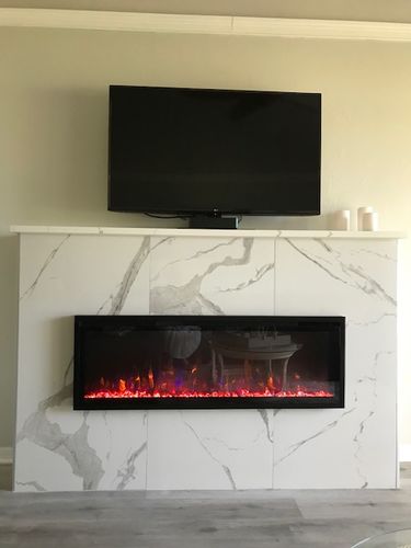 Customer photo review of Napoleon Entice 50'' Wall Mount / Recessed Linear Electric Fireplace