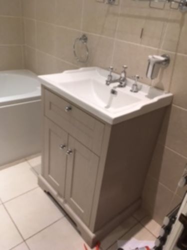 Customer photo review of Hudson Reed Old London 600mm 2-Door Vanity Unit & Ceramic 3 Tap Hole Basin - Timeless Sand
