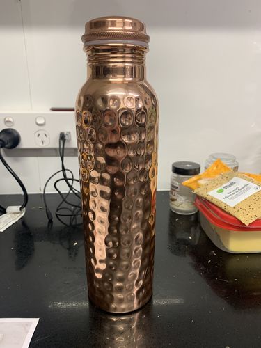Customer photo review of Hammered Pure Copper Water Bottle