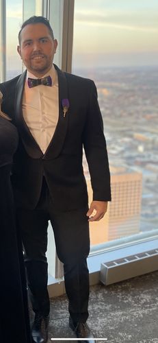 Customer photo review of The Mardi Gras- Feather Bow Tie