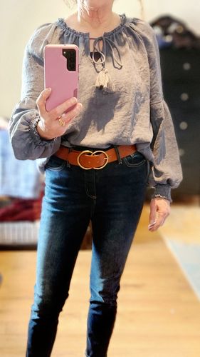 Customer photo review of Lovestitch Everleigh Poet Blouse (Navy)