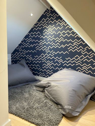 Customer photo review of Darya - Abstract Wave Removable Peel & Stick Wallpaper