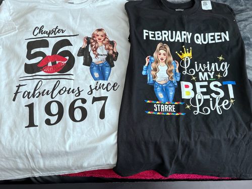 Customer photo review of 56th birthday shirts for her, Personalised 56th birthday gifts, 1967 t shirt, 56 and fabulous shirt, 56th birthday shirt ideas, gift ideas 56th birthday woman