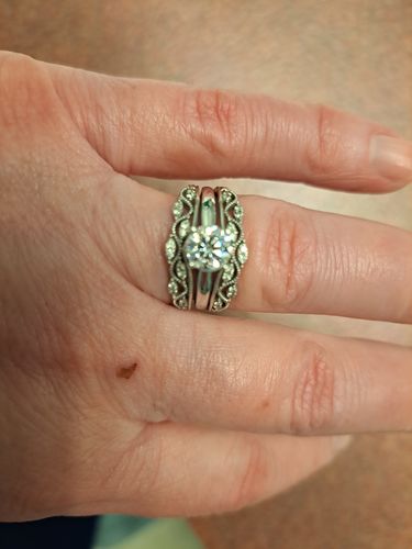Customer photo review of Classic Solitaire Round Moissanite Four Prong Engagement Ring