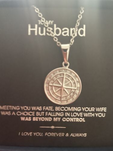 Customer photo review of "To My Husband" - Compass Pendant