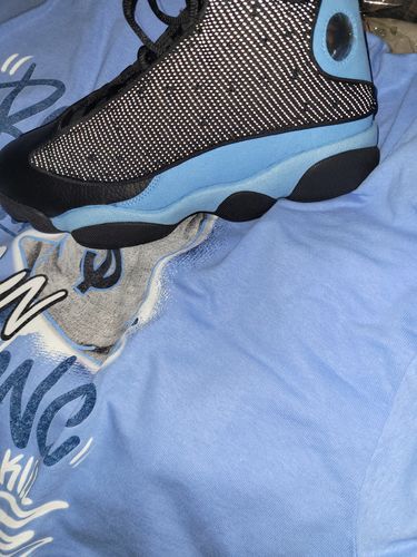 Customer photo review of Jordan 6 UNC DopeSkill University Blue T-Shirt Real Ones Move In Silence Graphic