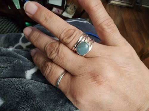 Customer photo review of Chunky Aquamarine Wrap Ring Sterling Silver