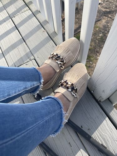 Customer photo review of Softwaves CADIE Camel Velour Slip-on Platform Sneaker