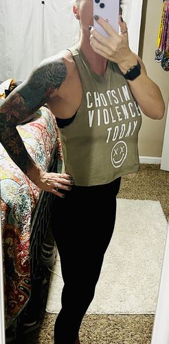 Customer photo review of Salty Savage Ladies High Rise Spliced Smile Legging | Miami Performance | Black
