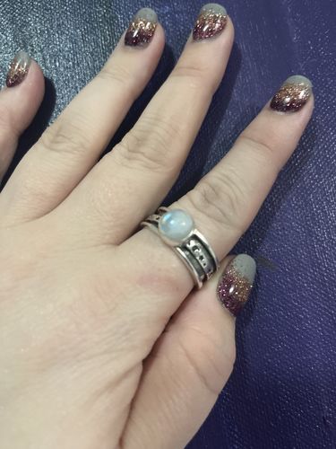 Customer photo review of Stars Moon and Moonstone Fidget Ring Sterling Silver