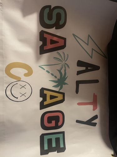 Customer photo review of Salty Savage 90's Summer Logo | Vinyl Flag 3x2 Ft / White
