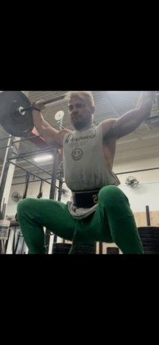 Customer photo review of Salty Savage Unisex "Be Yourself" Sleeveless Muscle Tank Hoodie | Heather Gray