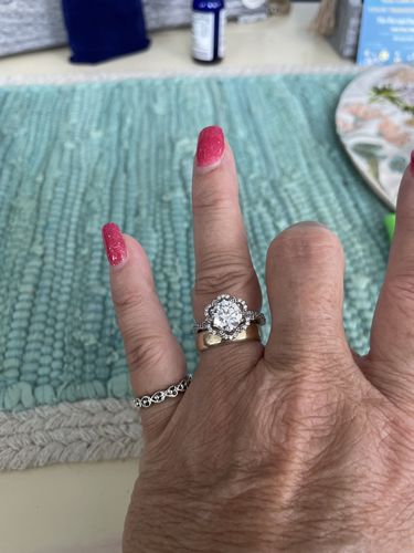 Customer photo review of Vintage Halo Moissanite Petite Twisted Pave Engagement Ring
