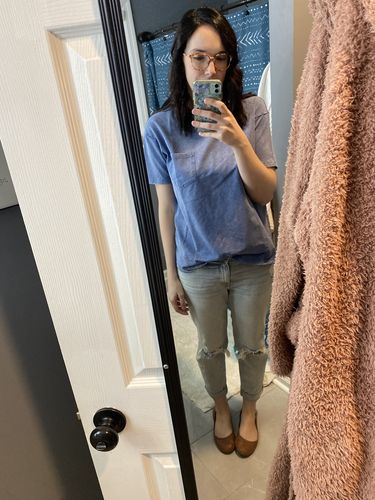 Customer photo review of Adult Acid Wash Tee - Navy