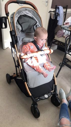 Customer photo review of Lejoux Baby Stroller. Foldable & Lightweight Pram - Grey