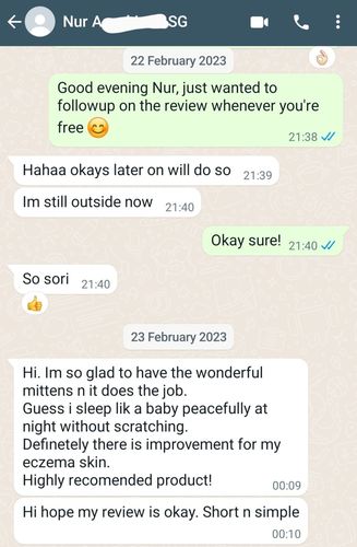 Customer photo review of Eczema Scratch Mitten