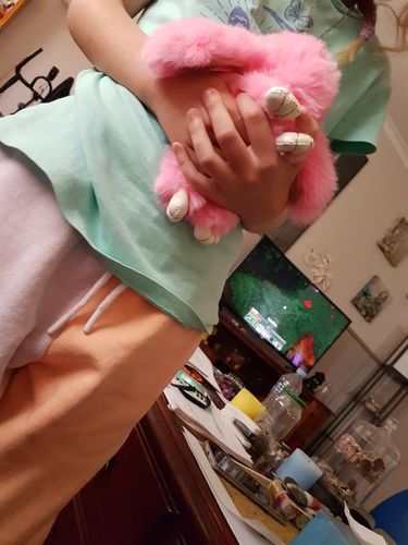 Customer photo review of Fluffy Bunny Keyring - 14cm