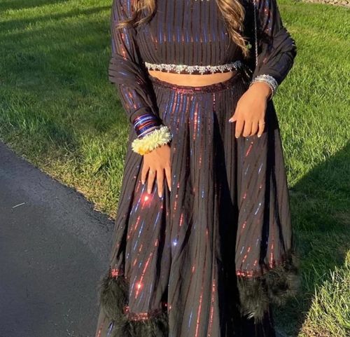 Customer photo review of Black Wedding Wear Glamorous Heavy Georgette Lehenga