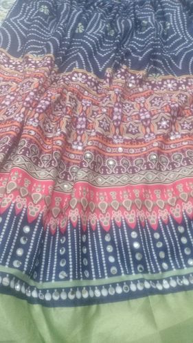 Customer photo review of Navy Blue Digital Print Designer Real Mirror Work Silk Lehenga
