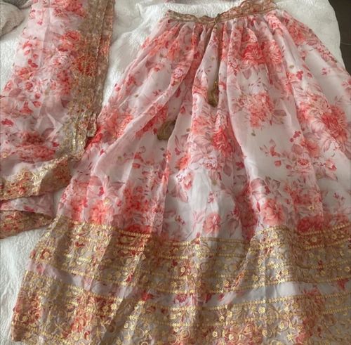 Customer photo review of White Floral Printed Lehenga Choli With Sequins Zari Embroidery Work