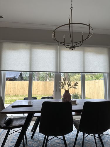 Customer photo review of SmartWings Motorized Light Filtering Roller Shades 70% Blackout Linen