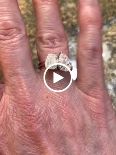 Customer video review of Two Stone Emerald And Pear Moissanite Engagement Ring