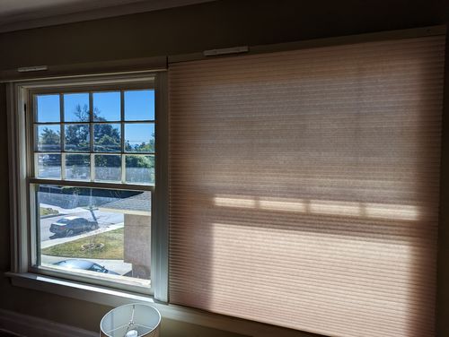 Customer photo review of SmartWings Motorized Light Filtering Cellular Shades