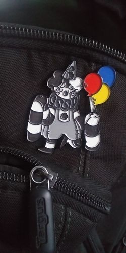 Customer photo review of Sad Black and White Clown Enamel Pin