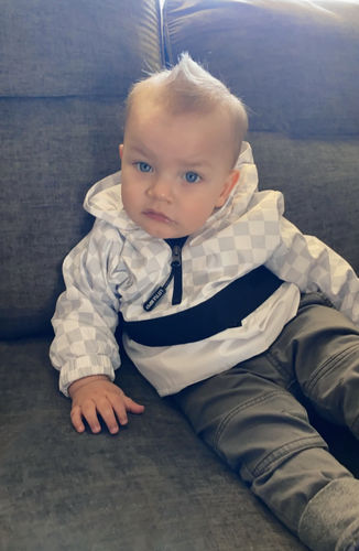 Customer photo review of Pullover Windbreaker - Grey Checkered