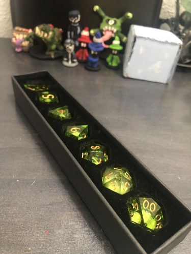 Customer photo review of Green Liquid Core Resin DnD D&D Dice Set