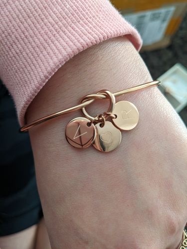 Customer photo review of AC Three Charm Initial Bracelet