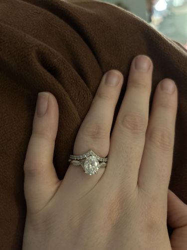 Customer photo review of Twisted Infinity Oval Moissanite Pave Engagement Ring
