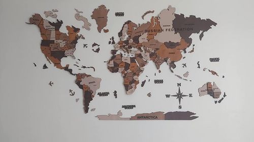 Customer photo review of 3D Wooden World Map Multicolor