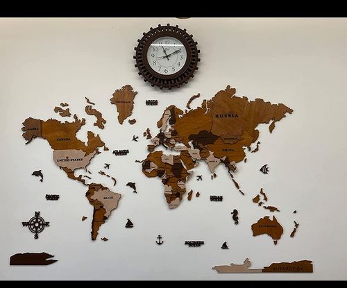 Customer photo review of 3D Wooden World Map Multicolor