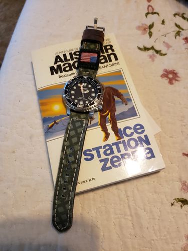 Customer photo review of Leather and Canvas Watch Strap - Desert Night Camouflage