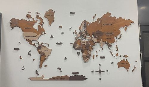 Customer photo review of 3D Wooden World Map Multicolor
