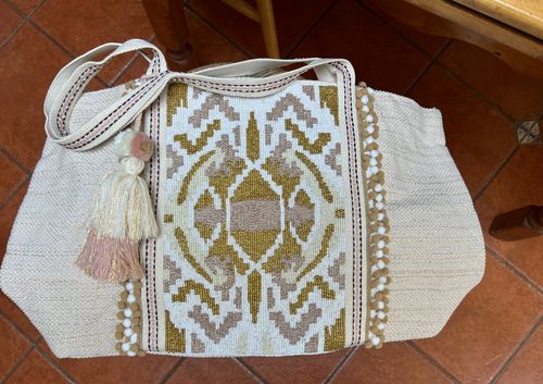 Customer photo review of Wild Nights Tote-Snake Print Hand Beaded Tote