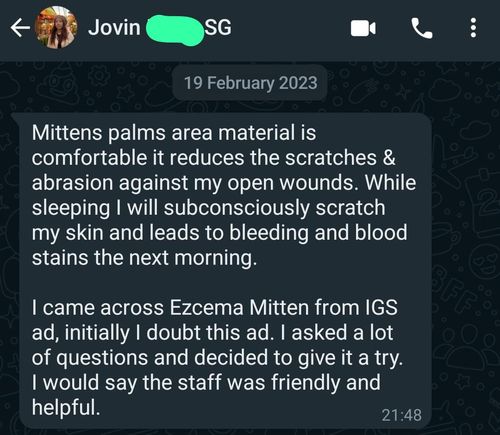 Customer photo review of Eczema Scratch Mitten
