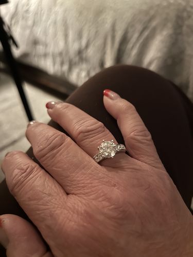 Customer photo review of Round Cut Moissanite Channel Set Engagement Ring