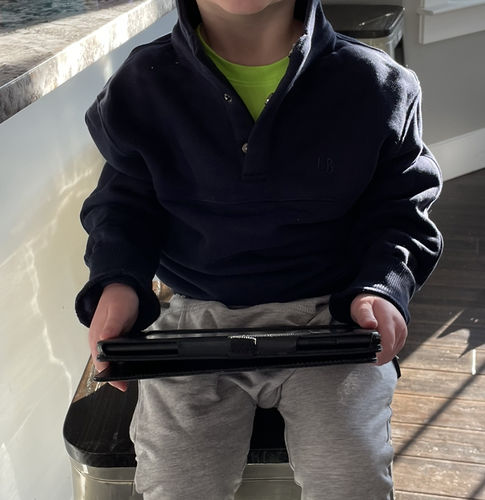 Customer photo review of Mock Neck Pullover - Navy