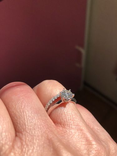 Customer photo review of Classic Solitaire Moissanite Six-Prong Sterling Silver Ring