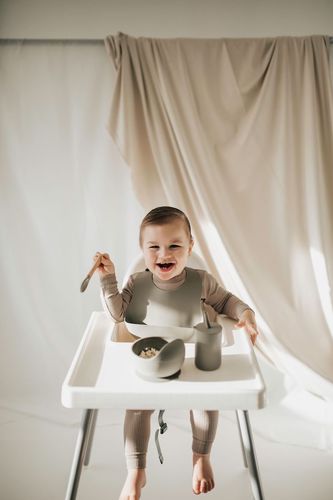 Customer photo review of Set de Vajilla Deluxe Gris Silicona Orgánica y Bamboo Ecológico