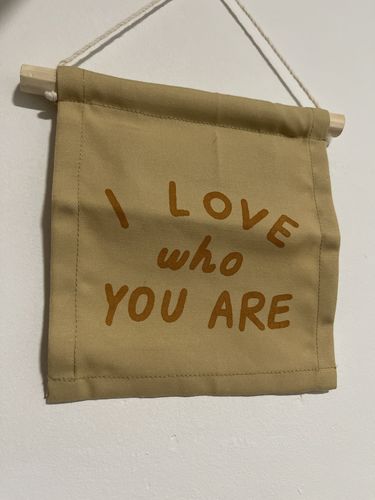 Customer photo review of I love who you are Hang Sign - Peach