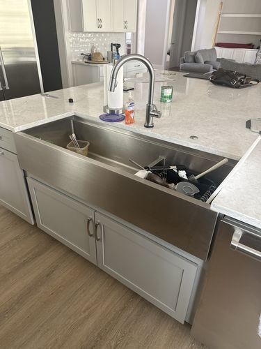 Customer photo review of 50" Apron Front - Workstation Sink - Double Bowl - Large Bowl Left (5LAD50c)
