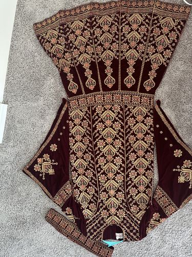 Customer photo review of Velvet Burgundy Mermaid Full Embroidered Thobe