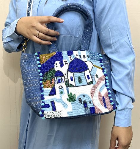 Customer photo review of Santorini Sky Mini Tote