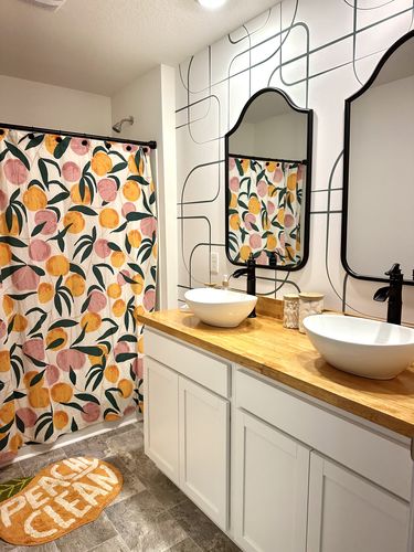 Customer photo review of Wisteria - Geometric Square Lines Wallpaper